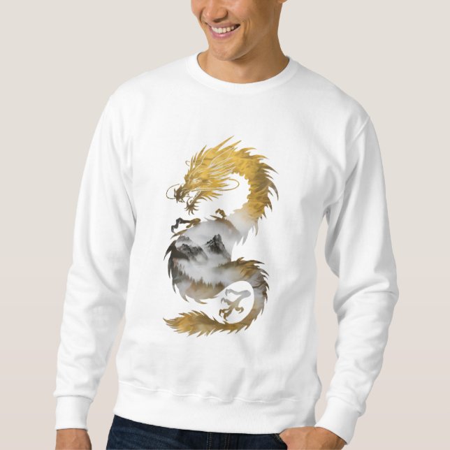 Sudadera Dragón dorado Nebula elegancia mística (Anverso)