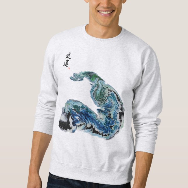 Sudadera Dragón en las olas: energía oceánica abstracta (Anverso)