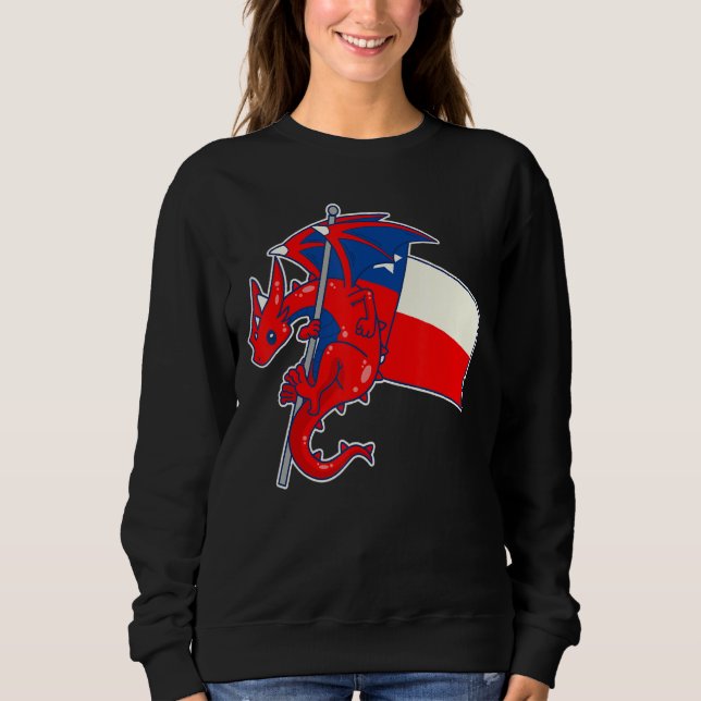 Sudadera Dragón épico con bandera chilena (Anverso)