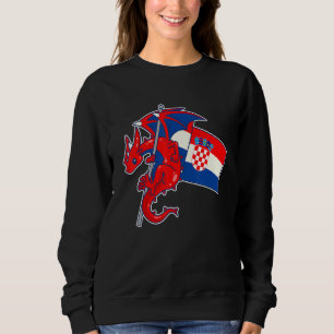 Sudadera Dragón Épico Con Bandera De Croacia  Croata