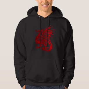 Sudadera Dragón Feroz Rojo Con Alas Arañas Y Mandala Dr.