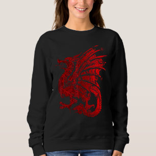 Sudadera Dragón Feroz Rojo Con Alas Arañas Y Mandala Dr.