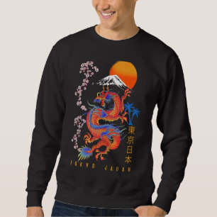 Sudadera Dragón japonés de Tokio estilo 1 retro asiático 80