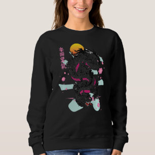 Sudadera Dragón japonés Kanji Asiático Demon Otaku Sakura A