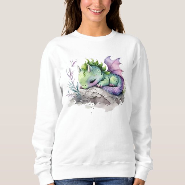 Sudadera Dragón lindo bebé color agua (Anverso)
