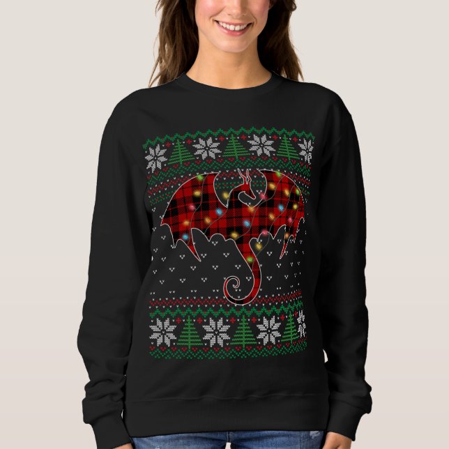 Sudadera Dragon Navidades suéteres feos iluminan dragón (Anverso)