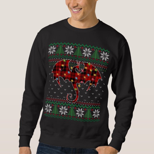 Sudadera Dragon Navidades suéteres feos iluminan dragón (Anverso)