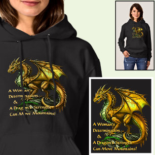 Sudadera Dragón Verde Dorado & Mujer Pueden Mover Montañas