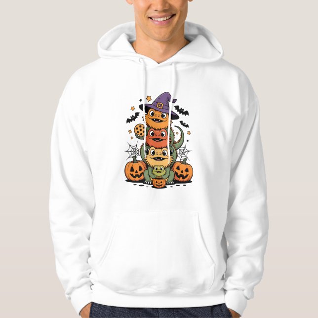 Sudadera Dragones con barba apilados Diseño de Halloween (Anverso)