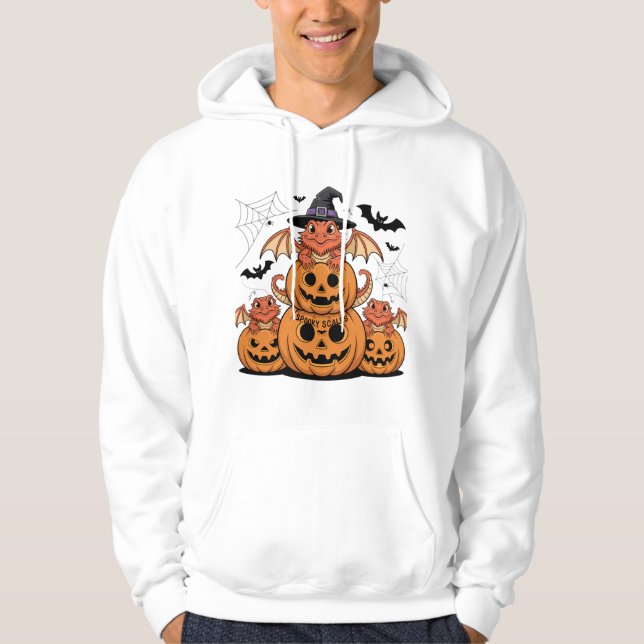 Sudadera Dragones con barba de Halloween con calabazas (Anverso)