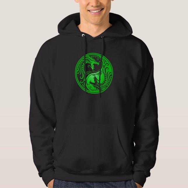 Sudadera Dragones de Yin Yang, verdes (Anverso)