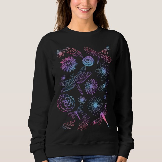 Sudadera dragonflies and flowers (Anverso)