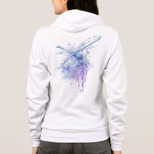 Sudadera Dragonfly acuático original en azul, arte malauí (Reverso)