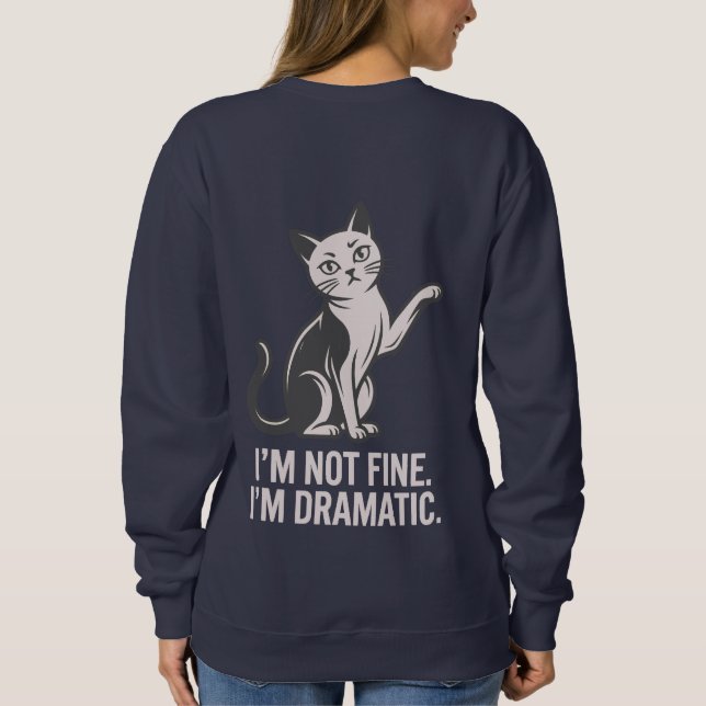 Sudadera Dramatic Cat blue Woman (Reverso)