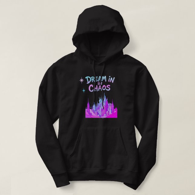 Sudadera Dream in Chaos – Surreal Cityscape Hoodie (Diseño del anverso)