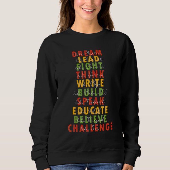 Sudadera Dream Lead Fight Think Write Build Speak Educar B (Anverso)