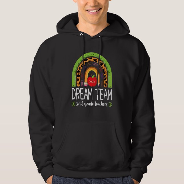 Sudadera Dream Team 2nd Grade Teachers Boho Rainbow Leopard (Anverso)