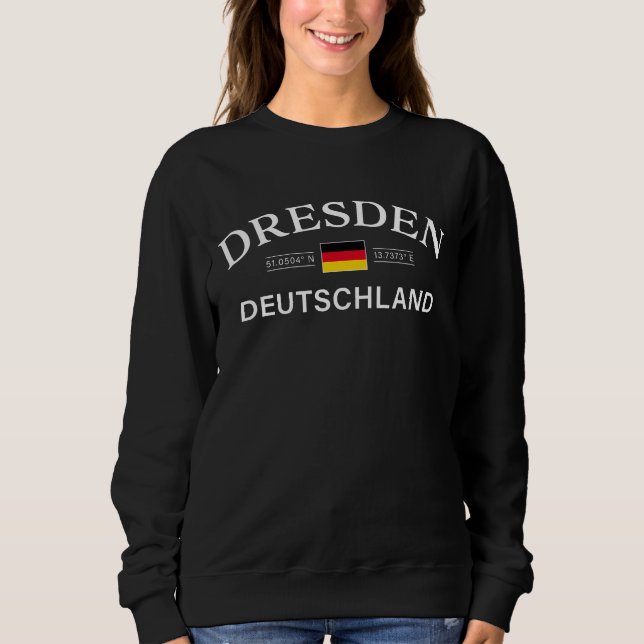 Sudadera Dresden Deutschland Coordenadas Alemán (Anverso)