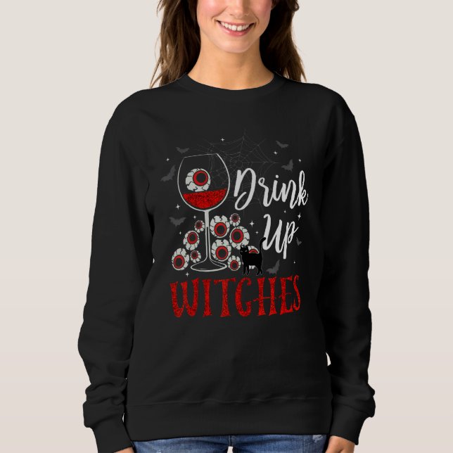 Sudadera Drink Up Witches Eyeball Wine Glasses Spooky Seaso (Anverso)