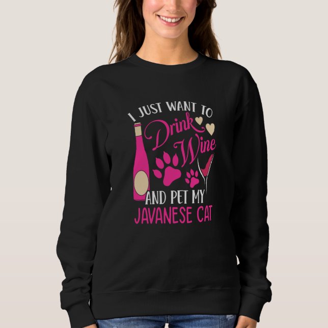 Sudadera Drink Wine and Pet My Javanese Cat Cat Mom Humor (Anverso)