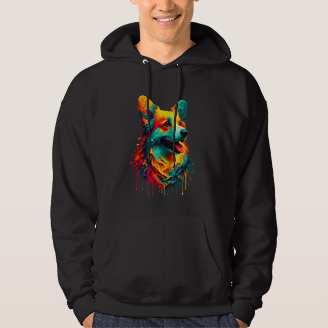 Sudadera Dripping Paint Art Cardigan Welsh Corgi Corgis (Anverso)