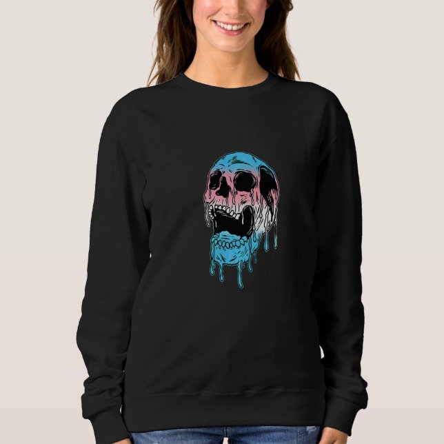 Sudadera Dripping Trans Pride Skull Transgender LGBT Premiu (Anverso)