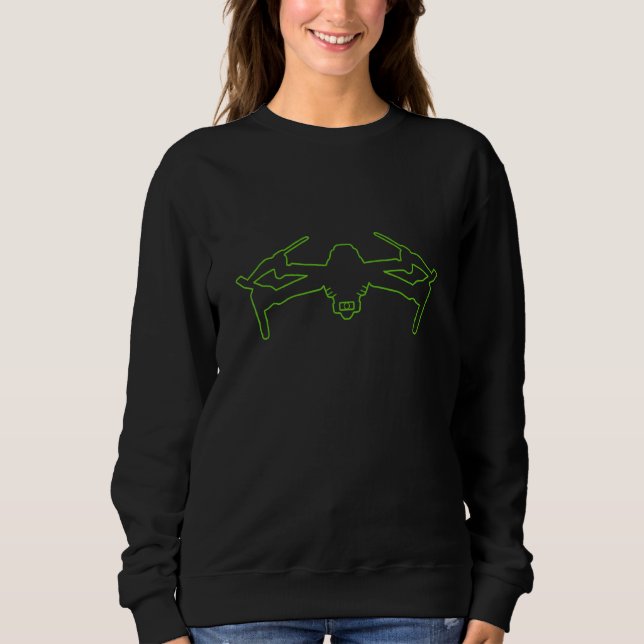 Sudadera Dron con cámara Drone Pilot Quadcopter Green (Anverso)
