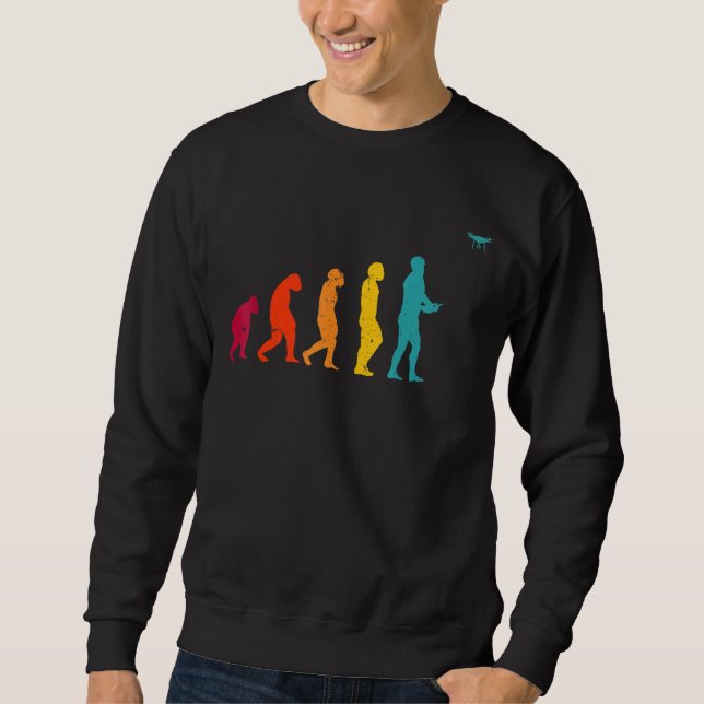 Sudadera Dron de hobby piloto de drones de evolución retro (Anverso)