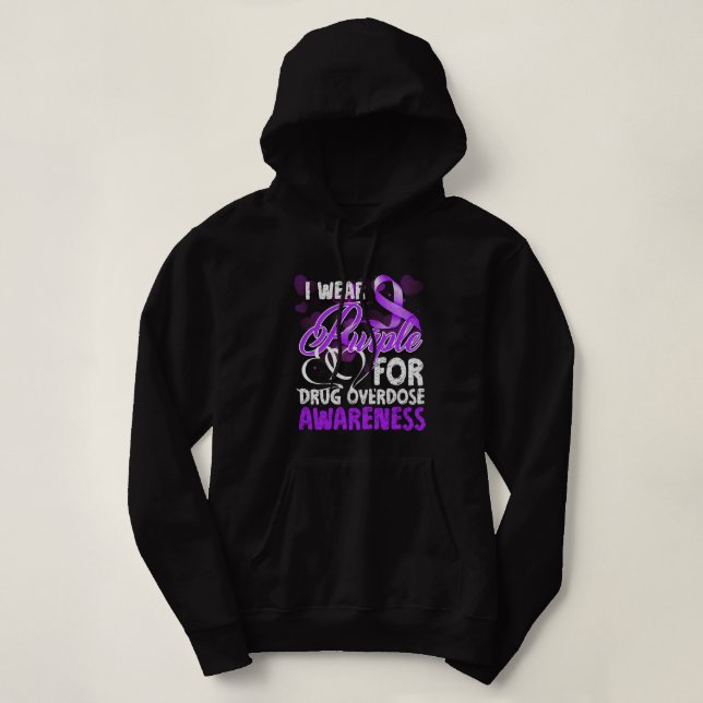 Sudadera Drug Overdose Awareness I Wear Purple (Diseño del anverso)