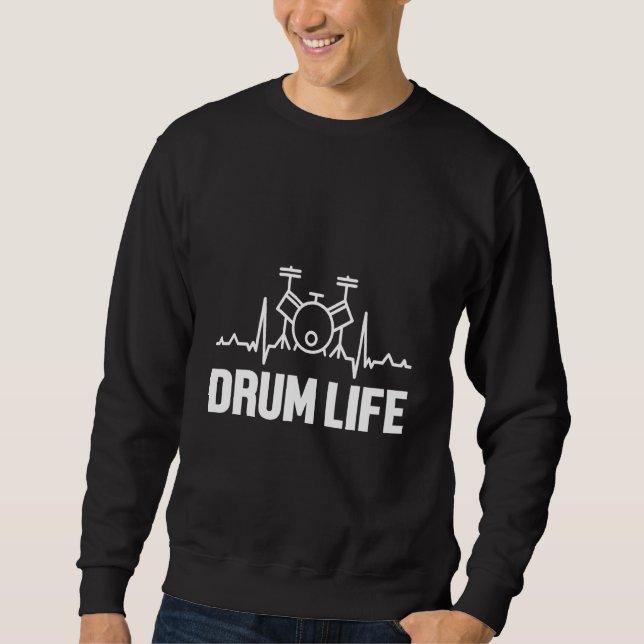 Sudadera Drum Life Heartbeat Pulse Drum Musical B (Anverso)