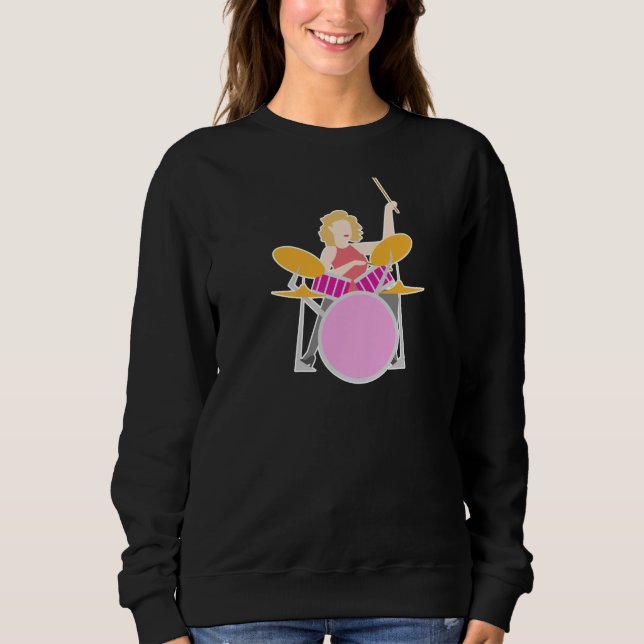 Sudadera Drummer Woman Design for Band Musicians (Anverso)
