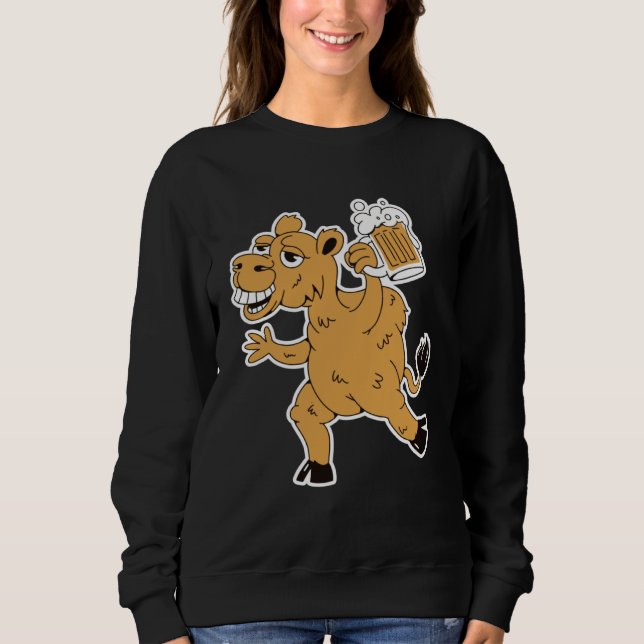 Sudadera Drunk brown camel with beer for party holidays (Anverso)
