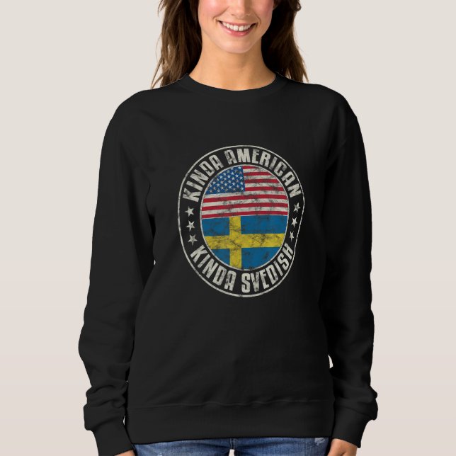 Sudadera Dual Citizenship American Swedish Sweden Usa Flag  (Anverso)
