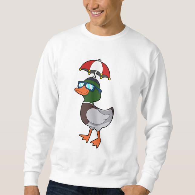 Sudadera Duck en la lluvia con paraguas. PNG (Anverso)