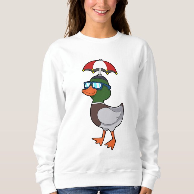 Sudadera Duck en la lluvia con paraguas. PNG (Anverso)