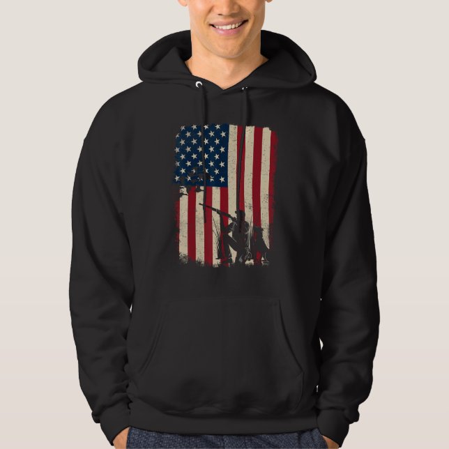 Sudadera Duck Hunting Distressed Patriotic American Flag  H (Anverso)