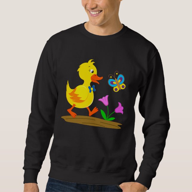 Sudadera Duckling and butterfly cute baby duck (Anverso)