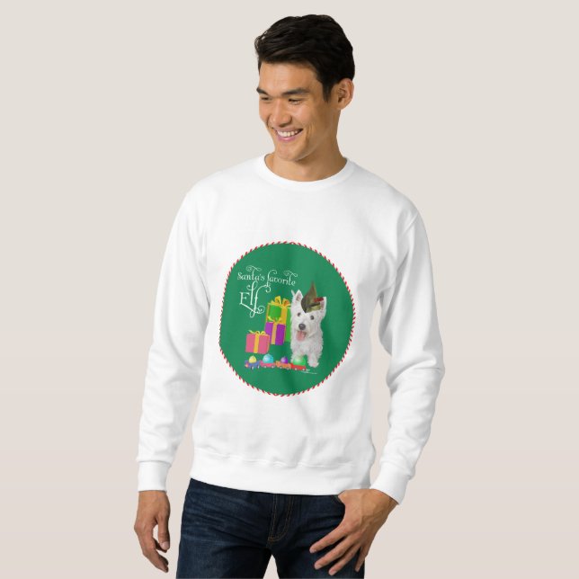 Sudadera Duende de Navidad de West Highland White Terrier (Anverso completo)