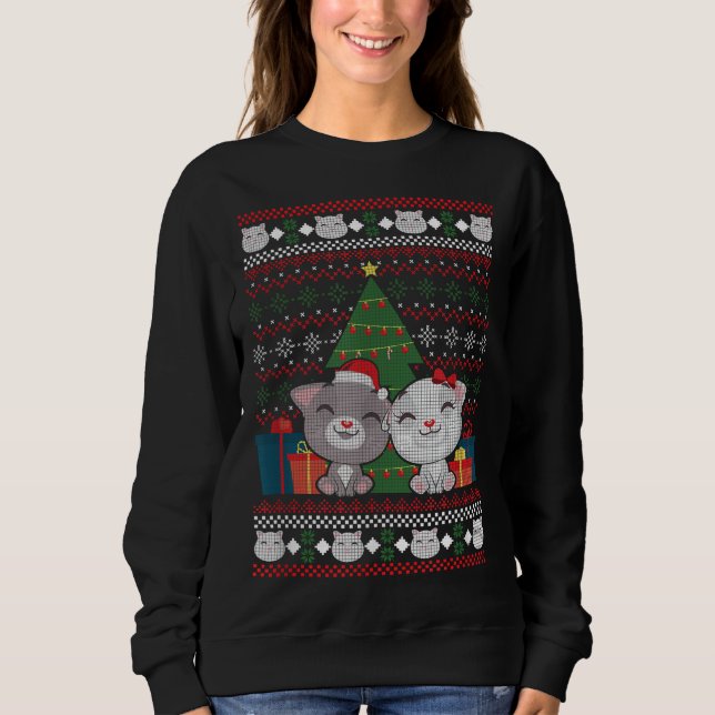 Sudadera Dueño de gato regala Navidades feos gatitos navida (Anverso)
