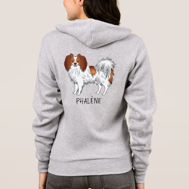 Sudadera Dueño de perro Phalène rojo y blanco o amante de p (Reverso)