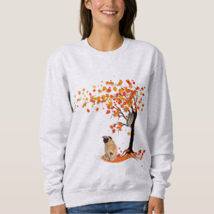 Sudadera Dueño De Pug Owl Y Fall Tree Pug Funny Pug Otoño