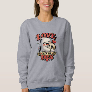 Sudadera Dulce Cráneo de Fantasma Amor Nunca Muere Vintage 