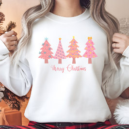 Sudadera Dulce de árbol de Navidad rosa