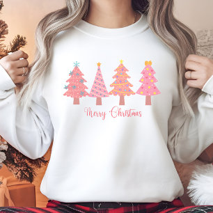 Sudadera Dulce de árbol de Navidad rosa
