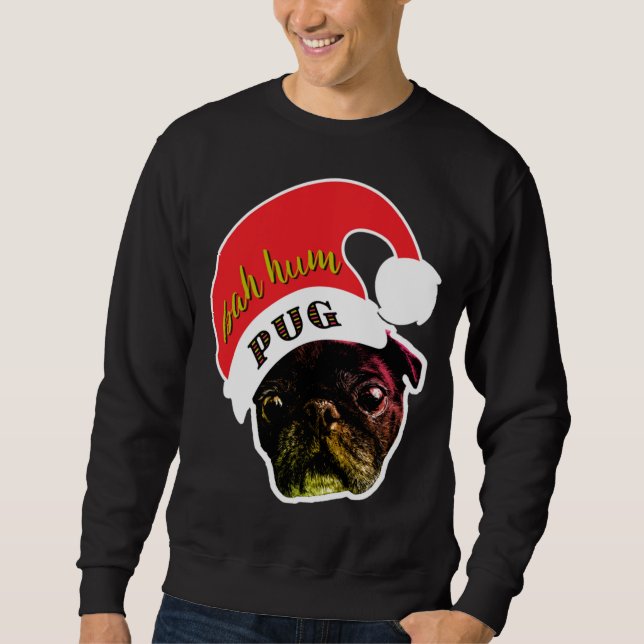 Sudadera Dulce de Bah Hum Pug Navidades feos (Anverso)