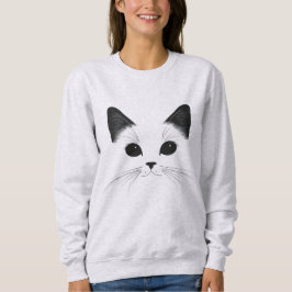 Sudadera Dulce de cara de gato minimalista - Regalo para lo