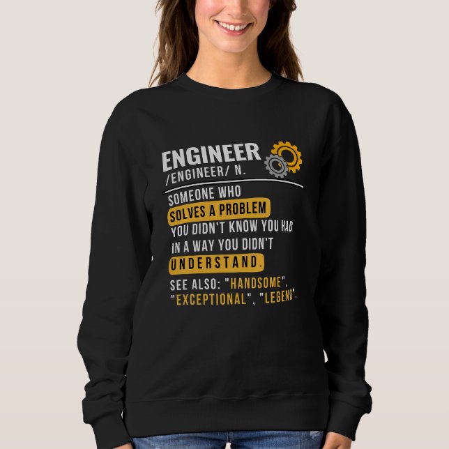Sudadera Dulce de definición divertida de ingeniero (Anverso)