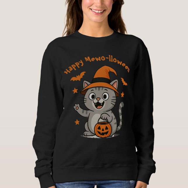 Sudadera Dulce De Gato De Halloween Gracioso Para Los Amant (Anverso)