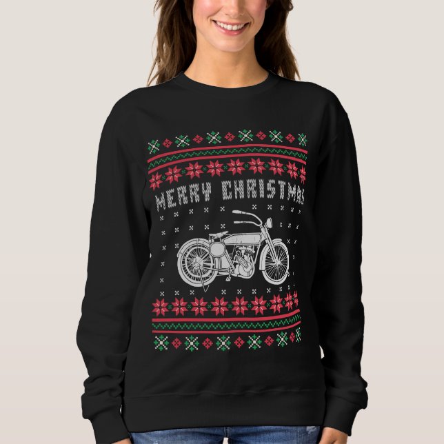 Sudadera Dulce de motocicleta de época Navidades feos (Anverso)