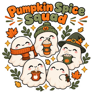 Sudadera Dulce diseño Kawaii de fantasma naranja y especias